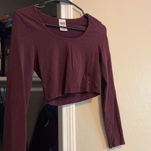 ~SOLD~ PINK Maroon Long Sleeve Crop Top